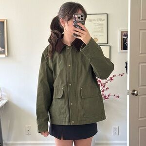 Levi's Olive Green Utility Jacket with Dark Brown Corduroy Collar